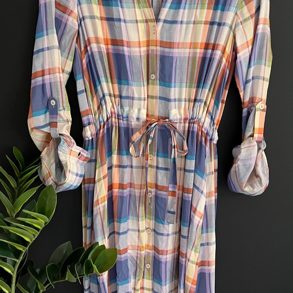 TYLHO Plaid Colorful Maxi Button Up Shirt Dress S - Picture 3 of 13